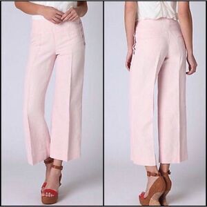 Cartonnier Anthropologie Pink Linen Cotton Blend Hannah Wide Leg Pants, Size 4